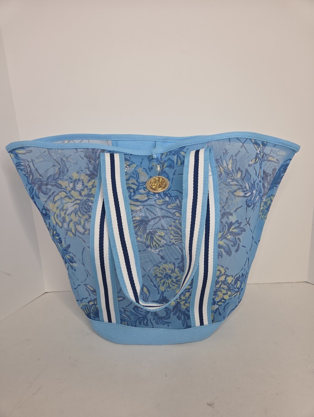 Lilly Pulitzer Bellevue Blue Breakers Mesh Beach Tote NEW